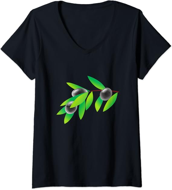 Womens Olive Branch VNeck TShirt Amazon.co.uk Fashion